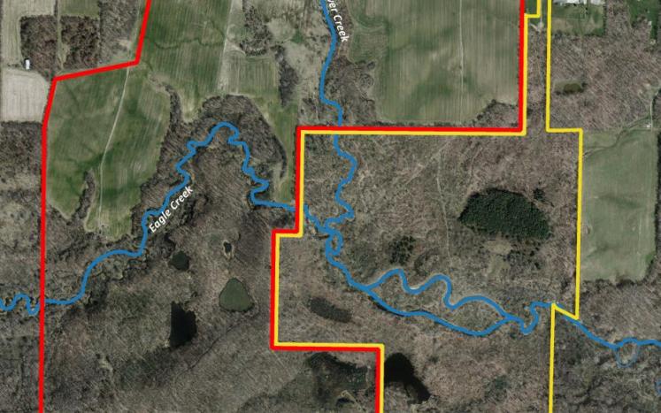 Map of Eagle Creek Greenway property and Hiram property