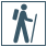 Minimalist Graphic of person Walking with Backpack and Walking Stick