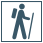 Minimalist Graphic of Man Walking with Backpack and Walking Stick