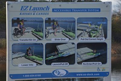 close up of accessible kayak launch instructions