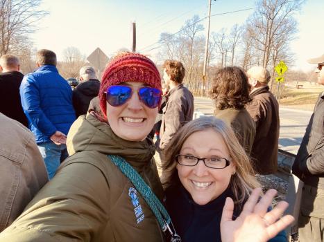 Andrea Metzler and Jennifer White standing along trail taking a selfie