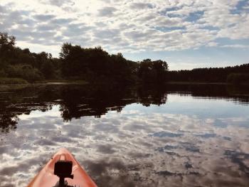 view from kayak on Trail Lake