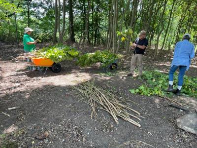 Volunteers working in Nature Play Area