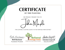 sample Tree Certificate with name and signatures 