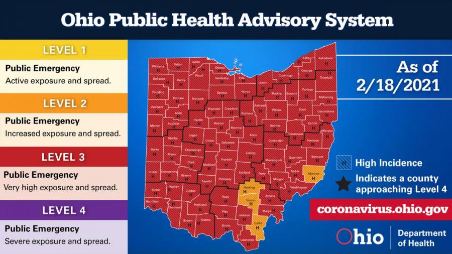 February 18, 2021 Public Health Advisory Map