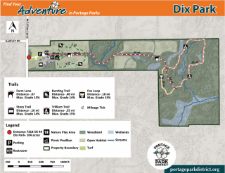 A graphic of the trails at Dix Park shows a visual layout of trails and their distances.