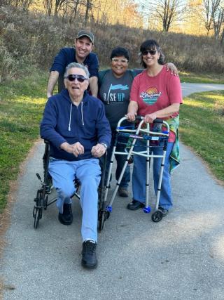 group of all abilities on a walk