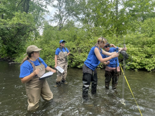 Citizen scientists conducting stream quality monitoring