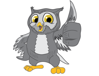 Owlbert mascot giving "thumbs up"