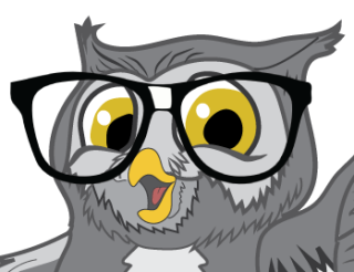 a cartoon owl wearing glasses