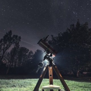 telescope in dark background