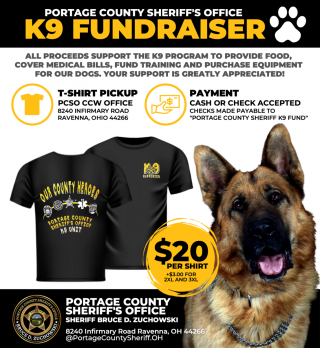 K9 T-Shirts Now Available at Portage County Sheriff's Office